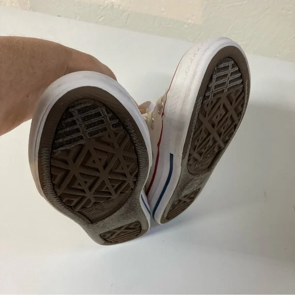 Converse Chuck Taylor All Star White Canvas High-Tops with Red and Blue Accents - Picture 9 of 16